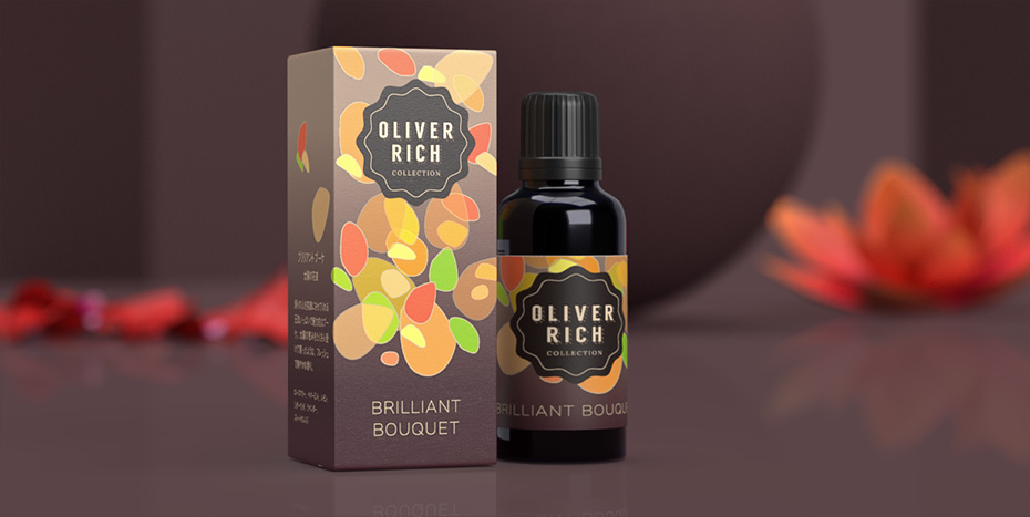 bottle label and box design for essential oils