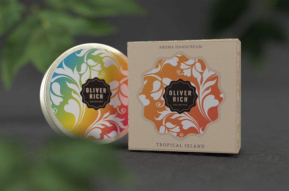 boîtes et étiquettes crème Tropical Island