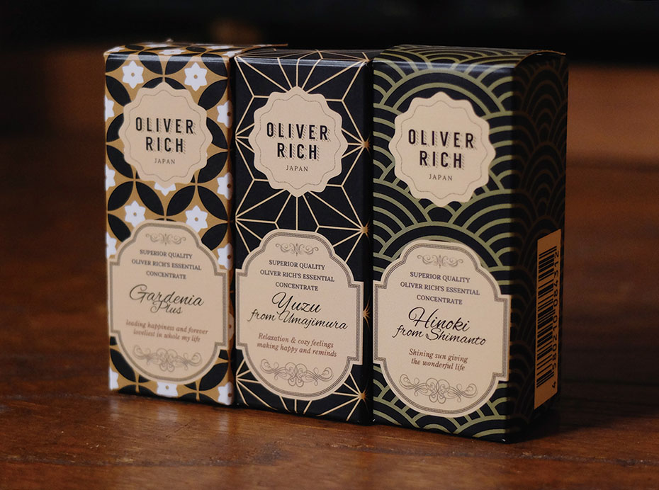 OLIVER RICH aroma oils | Japan series packaging design