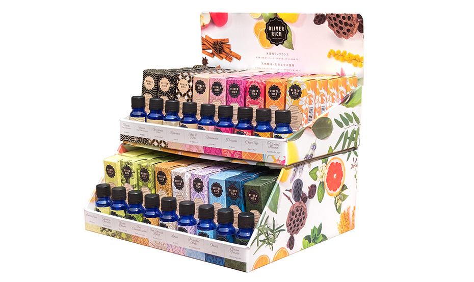 OLIVER RICH aroma oils | rebranding - packaging design and POP display