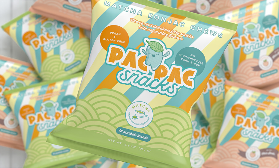 Matcha flavoured snack packaging design