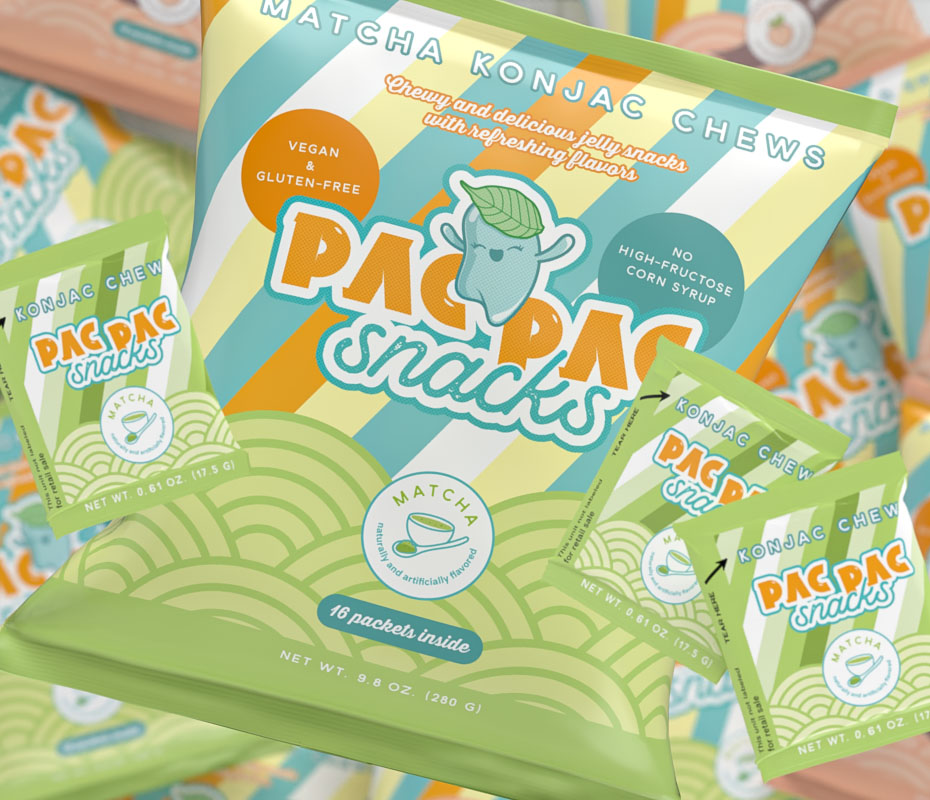 Matcha flavoured Japanese snack packaging