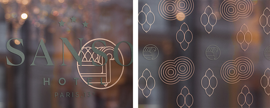 logo and pattern window decal