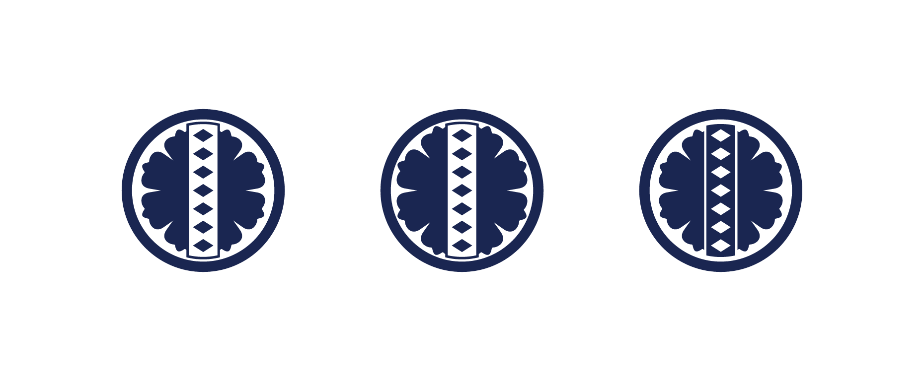 Kamon logo with a flower and a sword hilt