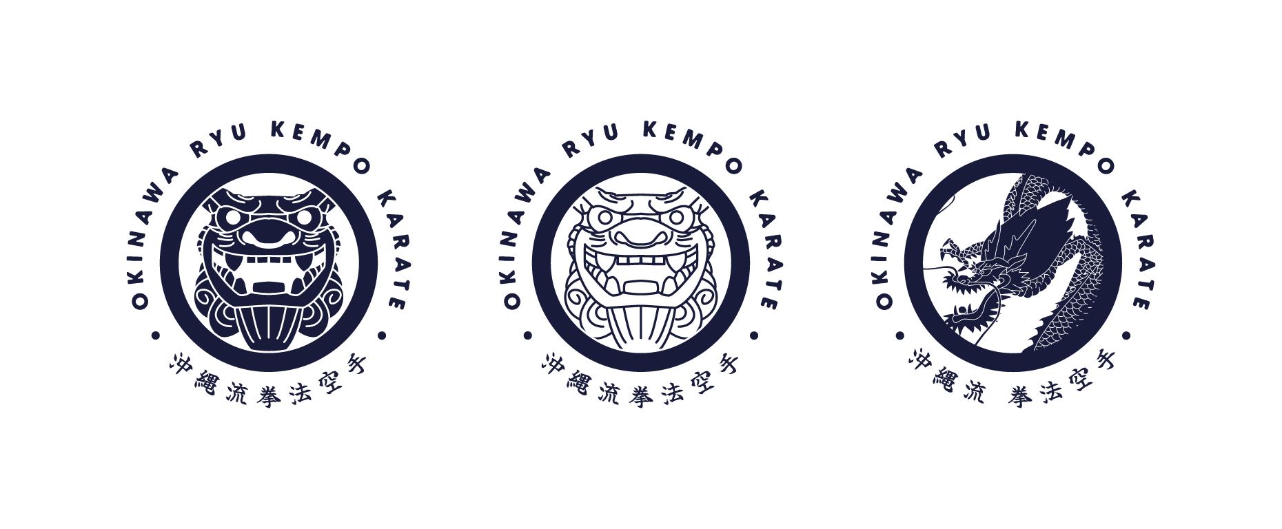 Shisa and dragon kamon logos