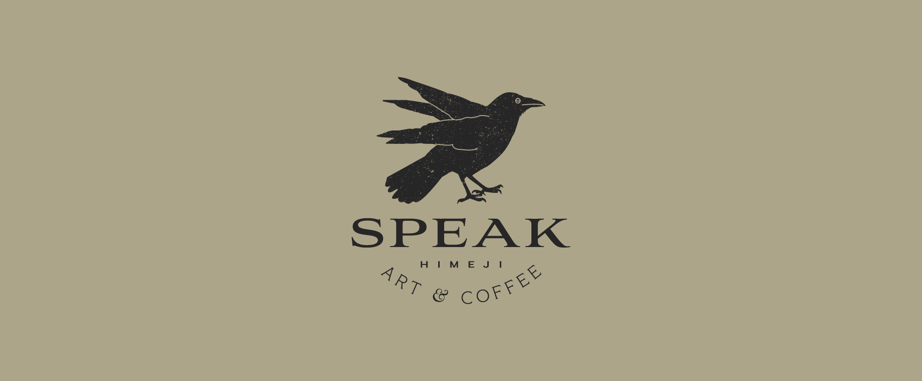 Branding café SPEAK logo corbeau noir