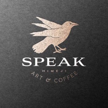 Speak Coffee Shop Black gold crow logo