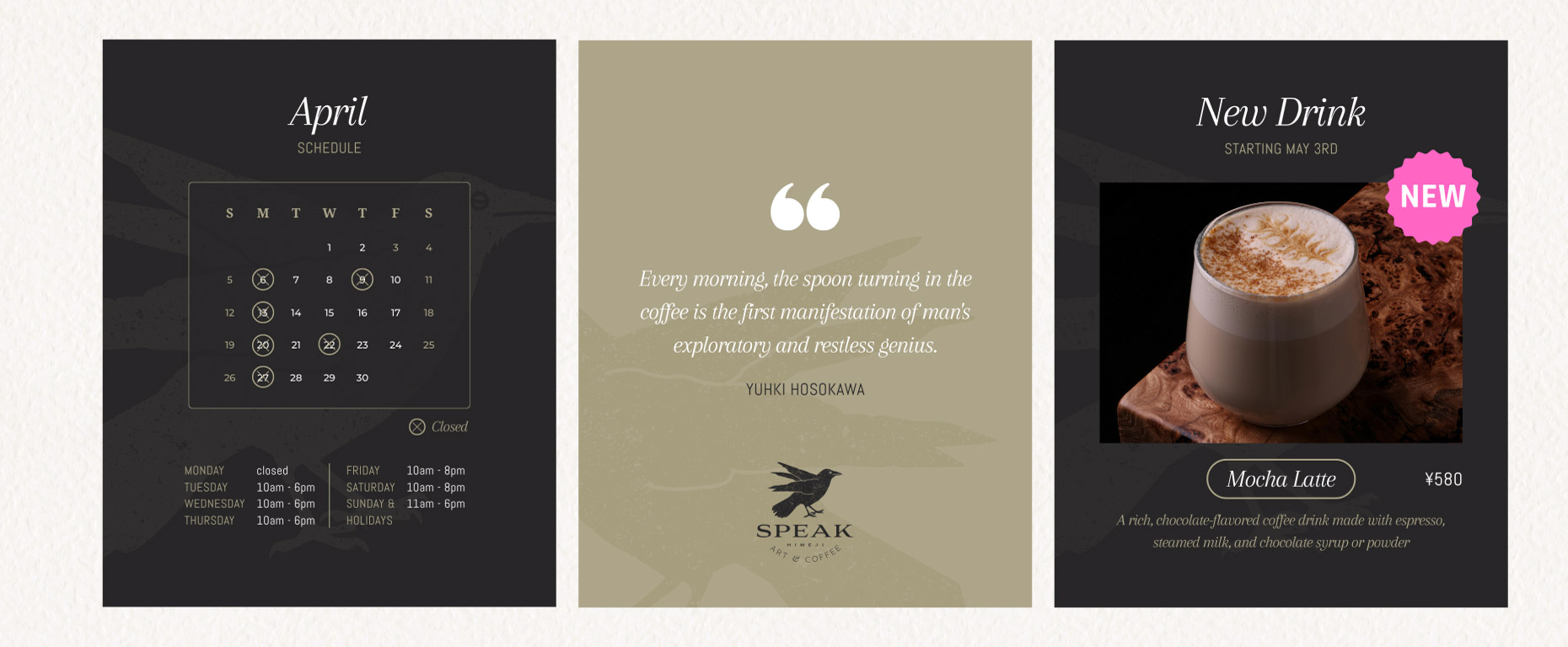 Templates réseaux sociaux pour un café